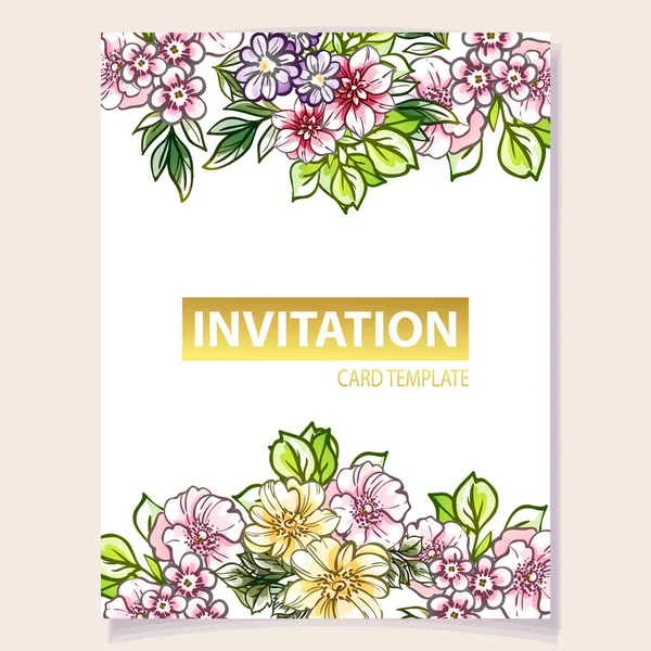 Colorful Flowers Card Invitation Vector Illustration — Stock Vector