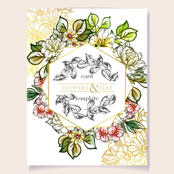 Flores Coloridas Invitación Tarjeta Ilustración Del Vector — Vector de stock