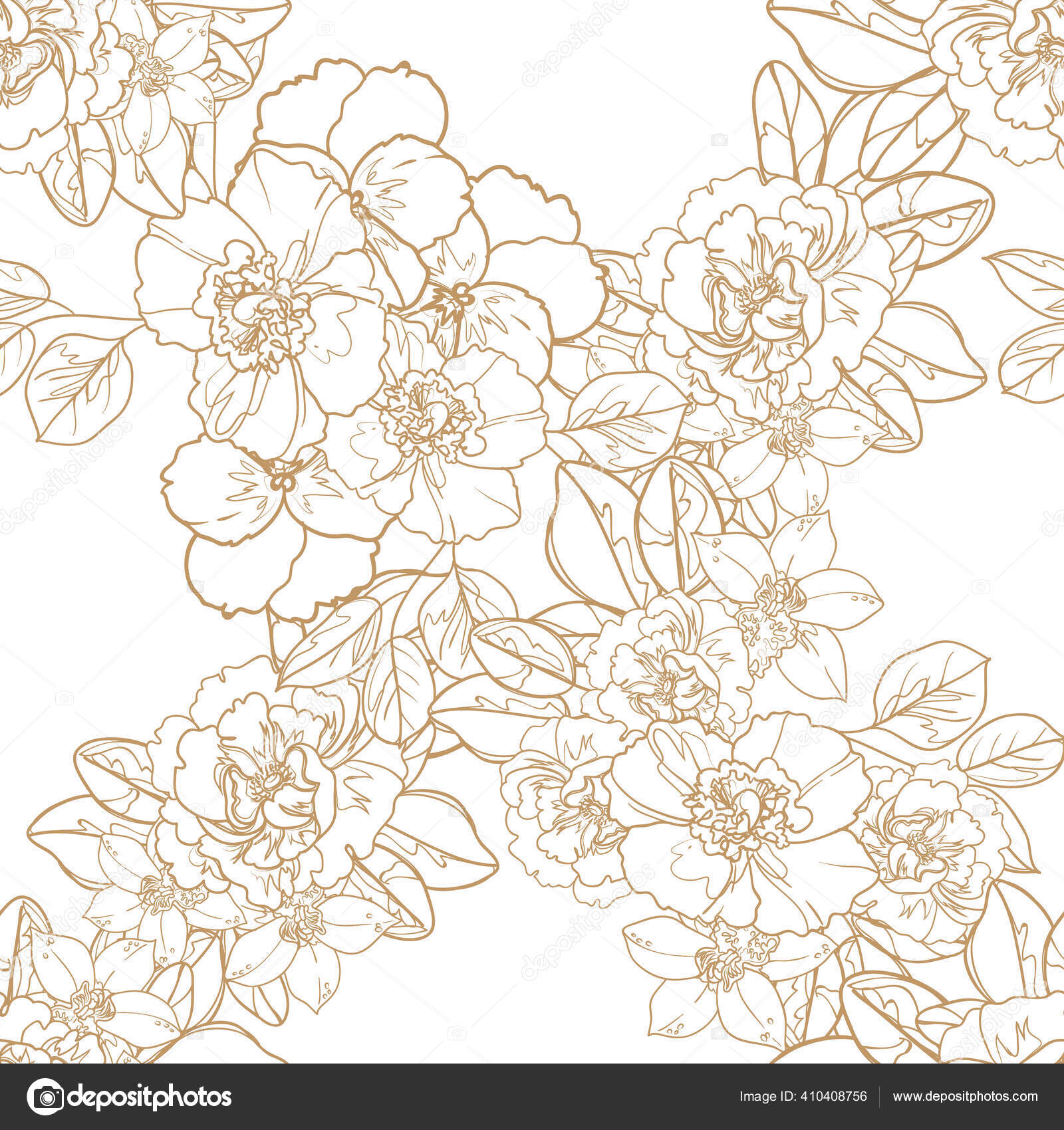 Umriss Blumen Nahtlose Muster Blutenblatter Vektorillustration Vektorgrafik Lizenzfreie Grafiken C All About Flowers 410408756 Depositphotos