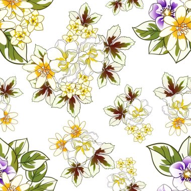 Renkli çiçekler pürüzsüz desen, taç yaprakları, vektör çizimi