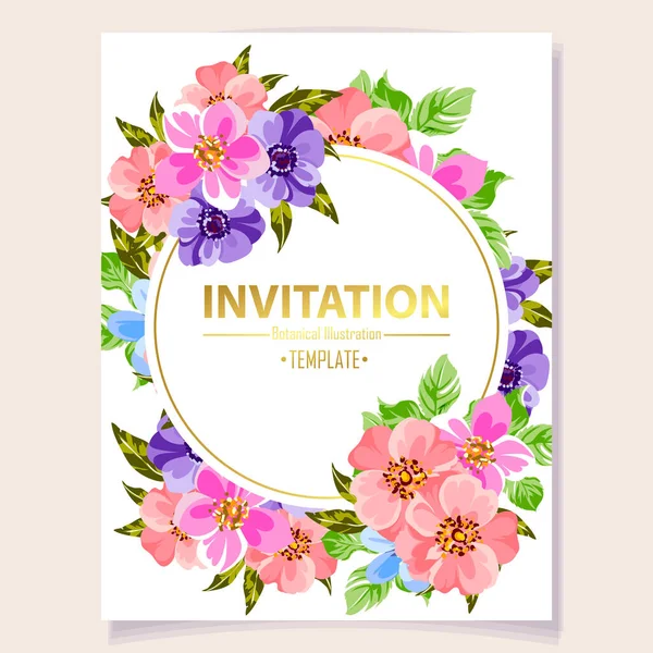 Tarjeta Invitación Con Flores Colores Vector Fondo Ilustración Espacio Copia — Archivo Imágenes Vectoriales