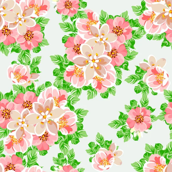 Colorful Flowers Seamless Pattern Petals Vector Illustration — Stock Vector