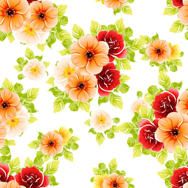 Flores Coloridas Sem Costura Padrão Pétalas Ilustração Vetorial — Vetor de Stock