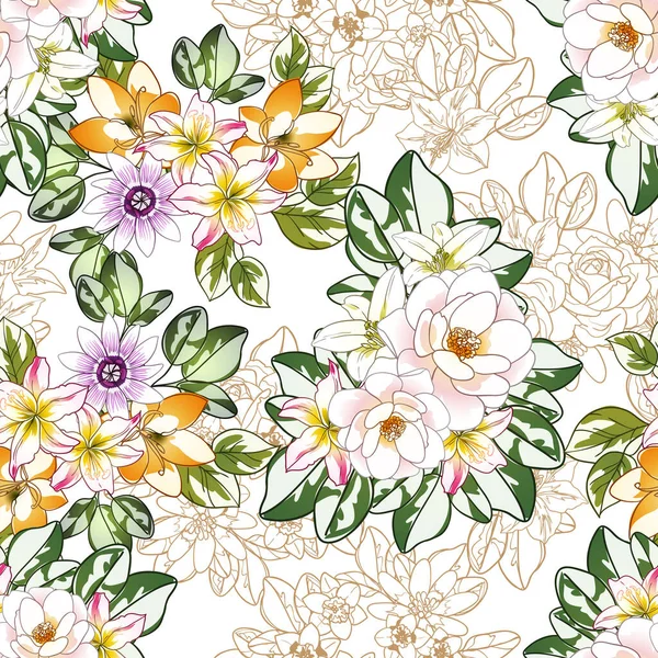 Цветы Бесшовные Лепестки Векторная Иллюстрация — стоковый вектор