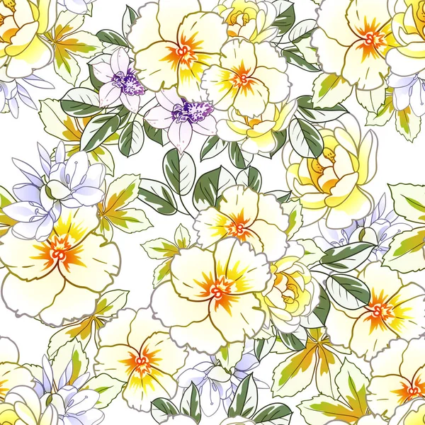 Kleurrijke Bloemen Naadloos Patroon Bloemblaadjes Vector Illustratie — Stockvector