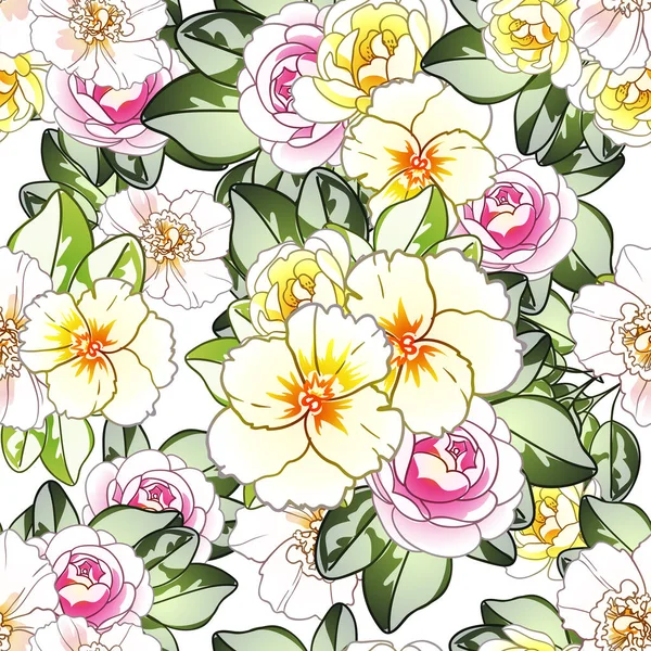 Fleurs Colorées Motif Sans Couture Pétales Illustration Vectorielle — Image vectorielle