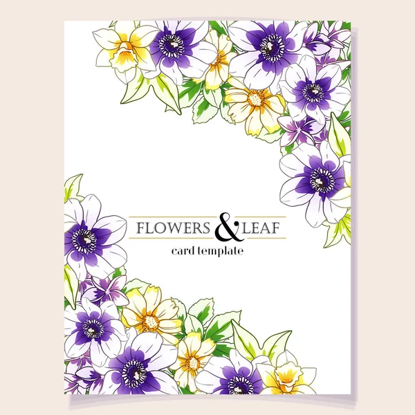 Karte Vorlage Mit Hellen Blumen Dekoriert Vektor Illustration Banner — Stockvektor