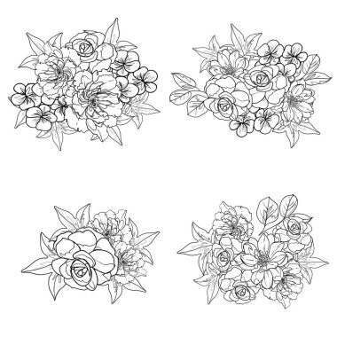 siyah ve beyaz çiçeksiz arkaplan, vektör illüstrasyonu