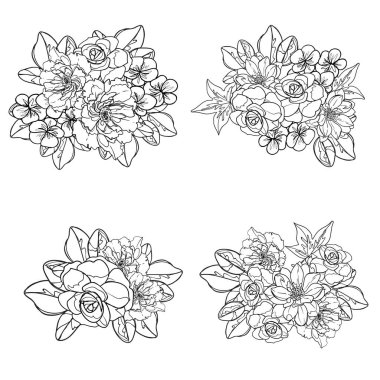 siyah ve beyaz çiçeksiz arkaplan, vektör illüstrasyonu