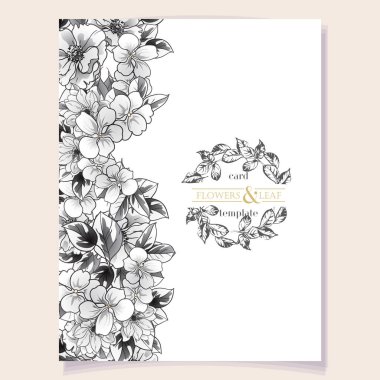 Çiçeklerle süslenmiş kart şablonu, vektör illüstrasyon pankartı