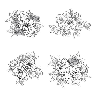 siyah ve beyaz çiçeksiz arkaplan, vektör illüstrasyonu