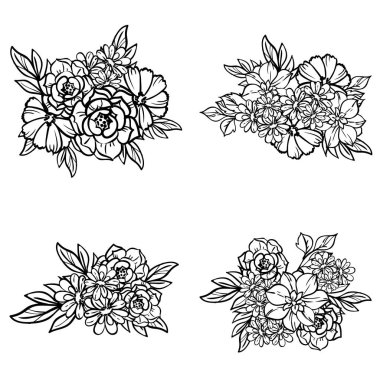 siyah beyaz çiçekler pürüzsüz arkaplan, vektör illüstrasyonu