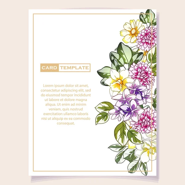 Karte Vorlage Mit Hellen Blumen Dekoriert Vektor Illustration Banner — Stockvektor