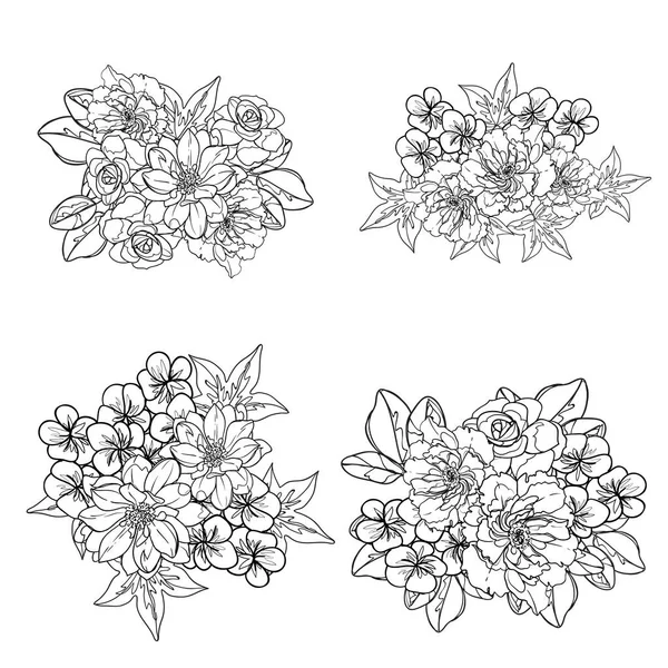 Svart Och Vitt Blommor Sömlös Bakgrund Vektor Illustration — Stock vektor