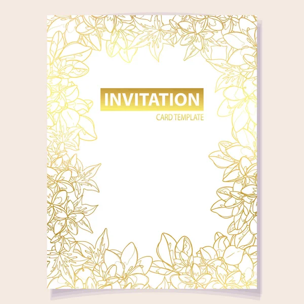 Modèle Carte Invitation Motif Fleurs Style Vintage — Image vectorielle