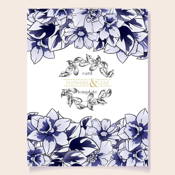 Modèle Carte Décoré Avec Des Fleurs Bannière Vectorielle Illustration — Image vectorielle