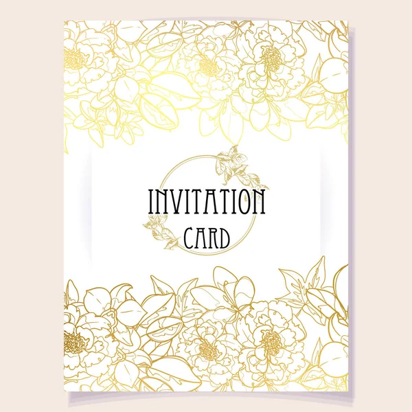 Modèle Carte Invitation Motif Fleurs Style Vintage — Image vectorielle