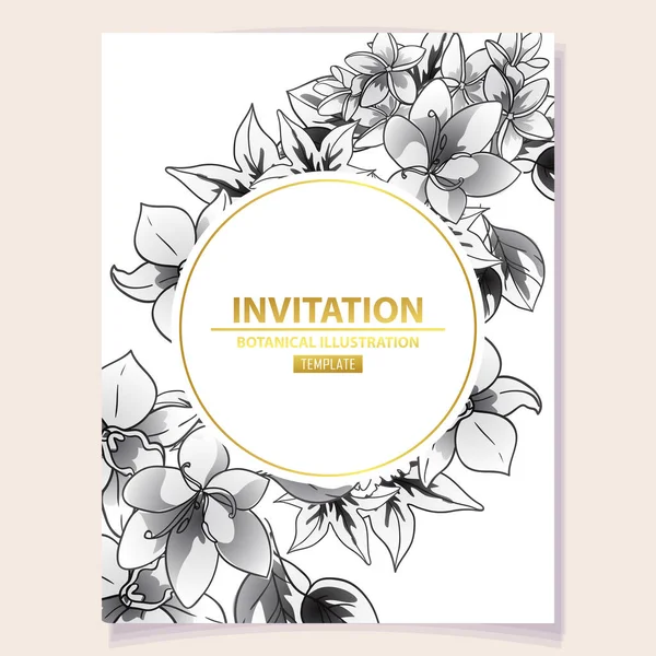 Tarjeta Invitación Temaplate Patrón Flores Estilo Vintage — Vector de stock
