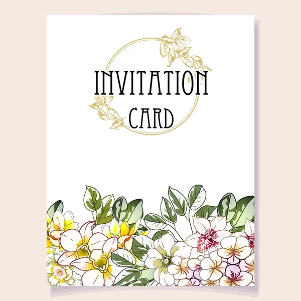 Carte Invitation Avec Des Fleurs Colorées Fond Vectoriel Illustration Espace — Image vectorielle