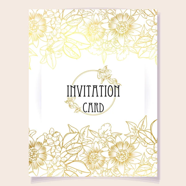 Invitation Card Temaplate Vintage Style Flowers Pattern — Stock Vector
