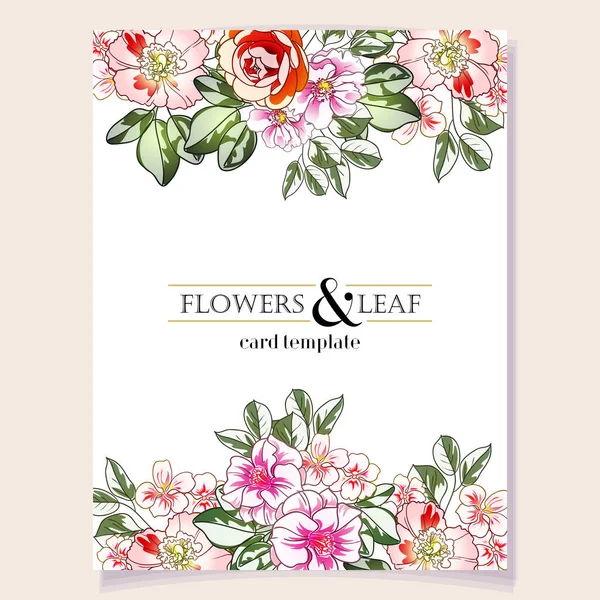 Parlak Çiçeklerle Süslenmiş Kart Şablonu Vektör Illüstrasyon Pankartı — Stok Vektör