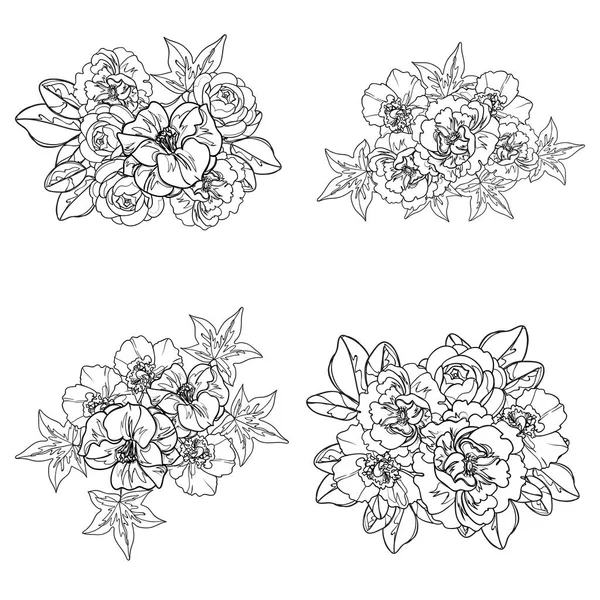 Fondo Sin Costura Floral Blanco Negro Ilustración Vectorial — Vector de stock