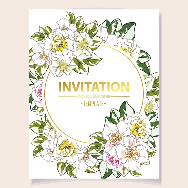 Tarjeta Invitación Con Flores Colores Vector Fondo Ilustración Espacio Copia — Archivo Imágenes Vectoriales