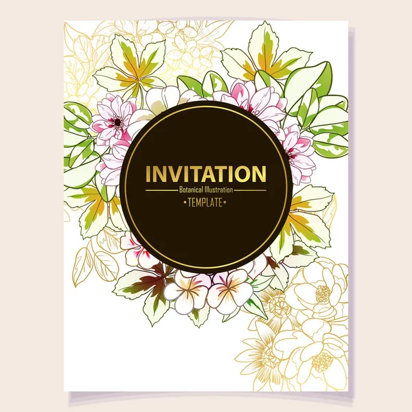 Invitation Card Colorful Flowers Vector Illustration Background Copy Space — Stock Vector