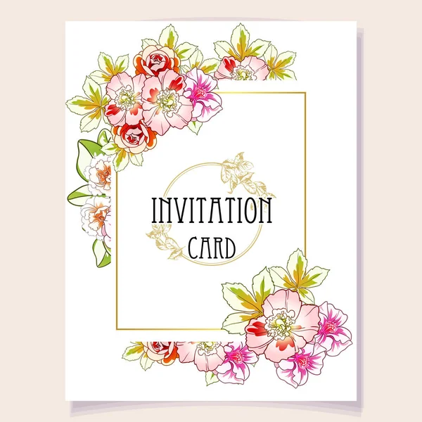 Tarjeta Invitación Con Flores Colores Vector Fondo Ilustración Espacio Copia — Archivo Imágenes Vectoriales