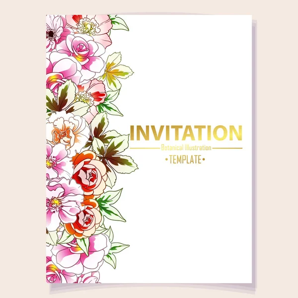 Tarjeta Invitación Con Flores Colores Vector Fondo Ilustración Espacio Copia — Archivo Imágenes Vectoriales