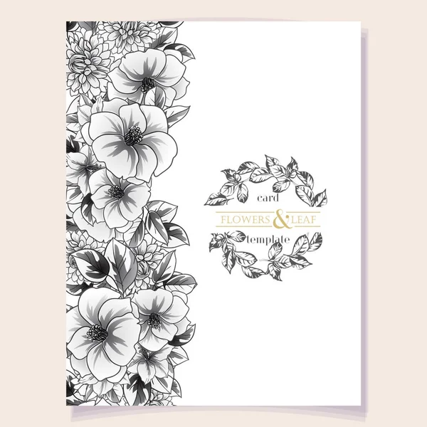 花で装飾されたカードテンプレートベクターイラストバナー — ストックベクタ