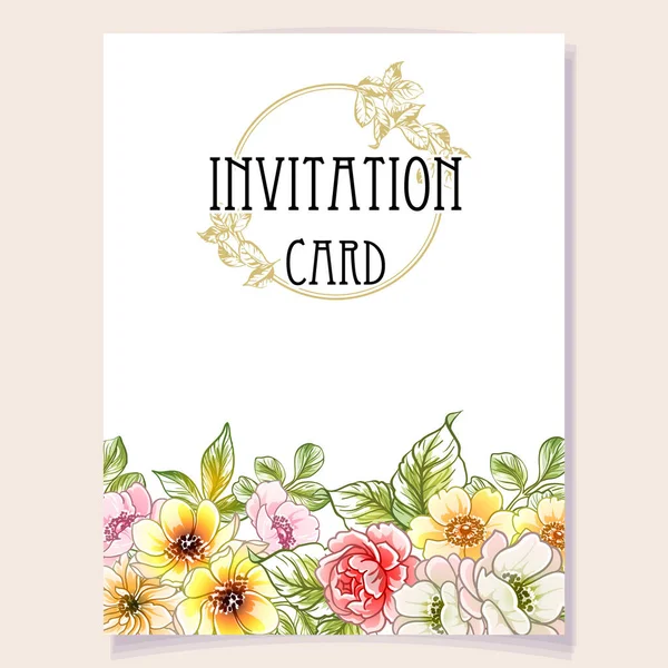 Carte Invitation Avec Des Fleurs Colorées Fond Vectoriel Illustration Espace — Image vectorielle