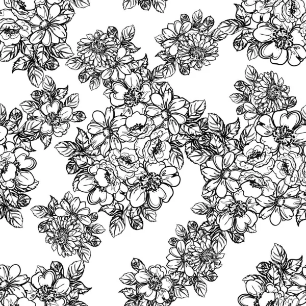 ดอกไม าและส ขาวพ นหล งไร ภาพวาดเวกเตอร — ภาพเวกเตอร์สต็อก