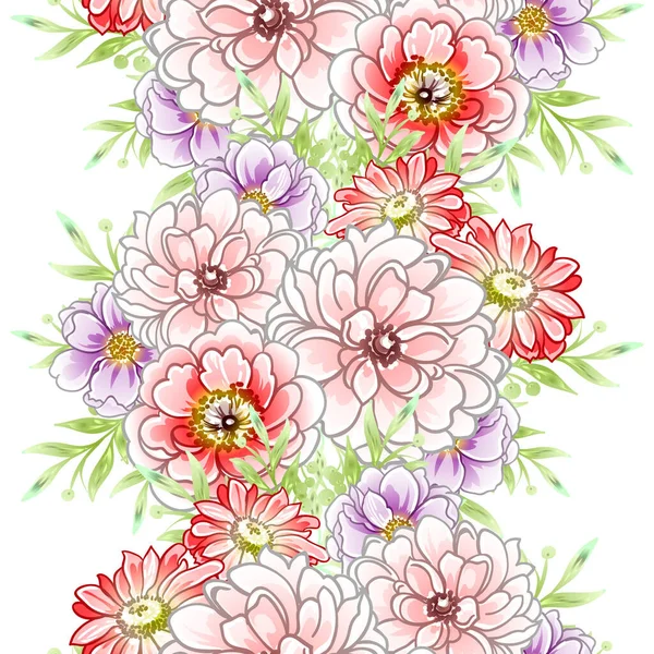 Barevné Květy Bezešvé Vzor Okvětní Lístky Vektorové Ilustrace — Stockový vektor