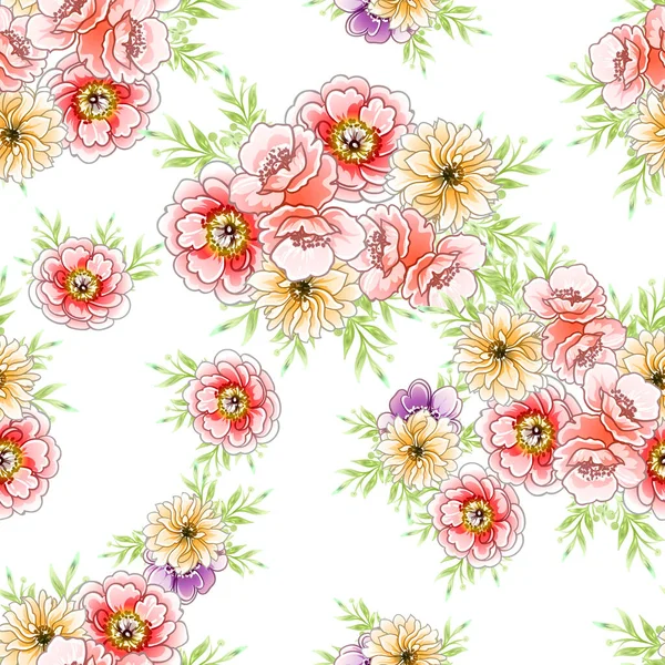 Bunte Blumen Nahtlose Muster Blütenblätter Vektorillustration — Stockvektor