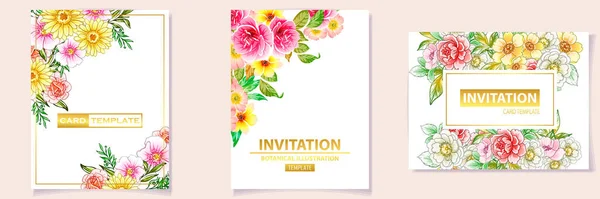 Modelos Cartões Florais Banners Ilustração Vetorial — Vetor de Stock