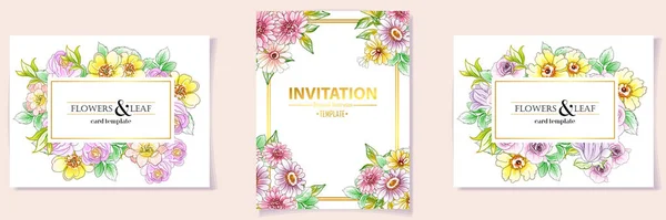 Plantillas Tarjetas Florales Banners Ilustración Vectorial — Vector de stock