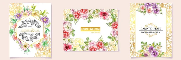 Floral Cards Templates Vector Illustration Banners — Stock Vector
