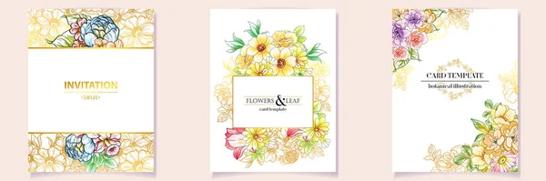 Floral Cards Templates Vector Illustration Banners — Stock Vector