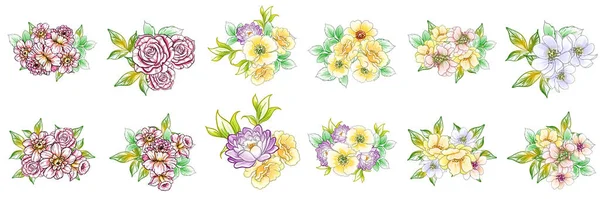 Fiori Colorati Modello Senza Soluzione Continuità Petali Illustrazione Vettoriale — Vettoriale Stock