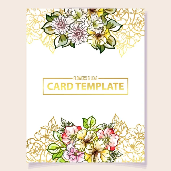 Plantilla Tarjeta Decorada Con Flores Brillantes Banner Ilustración Vectorial — Vector de stock