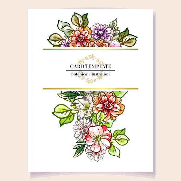 Modèle Carte Décoré Avec Des Fleurs Vives Bannière Vectorielle Illustration — Image vectorielle