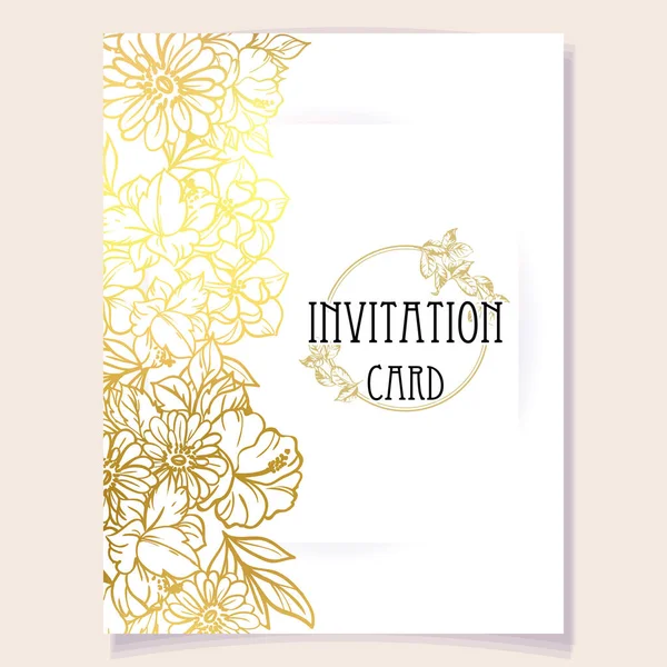 Modèle Carte Invitation Motif Fleurs Style Vintage — Image vectorielle