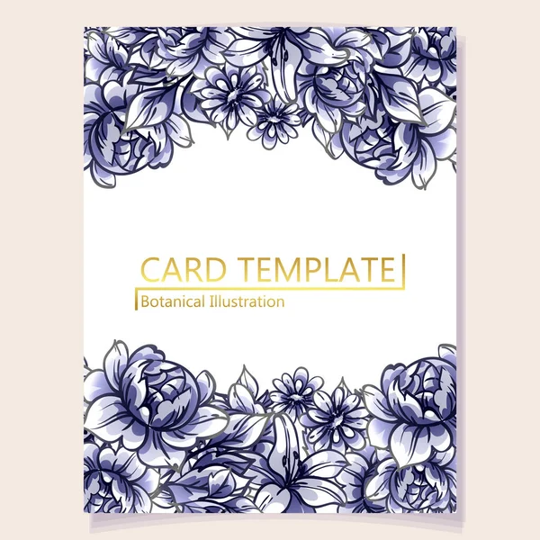 Card Template Decorated Flowers Vector Illustration Banner — Stock Vector