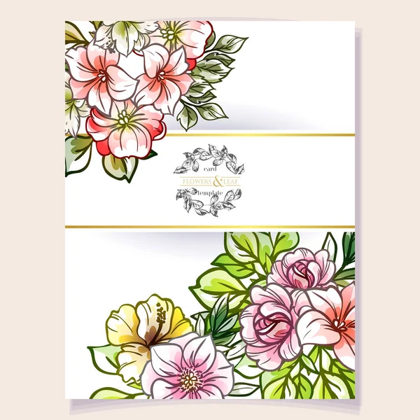 Card Template Decorated Bright Flowers Vector Illustration Banner — Stock Vector