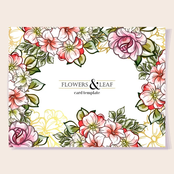 Plantilla Tarjeta Decorada Con Flores Brillantes Banner Ilustración Vectorial — Vector de stock