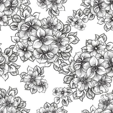 Kusursuz tek renkli klasik çiçek deseni