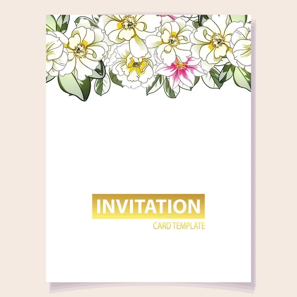 Carte Invitation Colorée Motif Fleurs Style Vintage — Image vectorielle