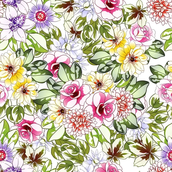 Renkli vintage tarzı çiçekler pürüzsüz desen
