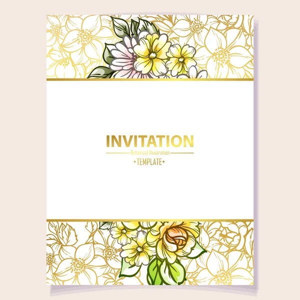 Tarjeta Invitación Color Patrón Flores Estilo Vintage — Vector de stock